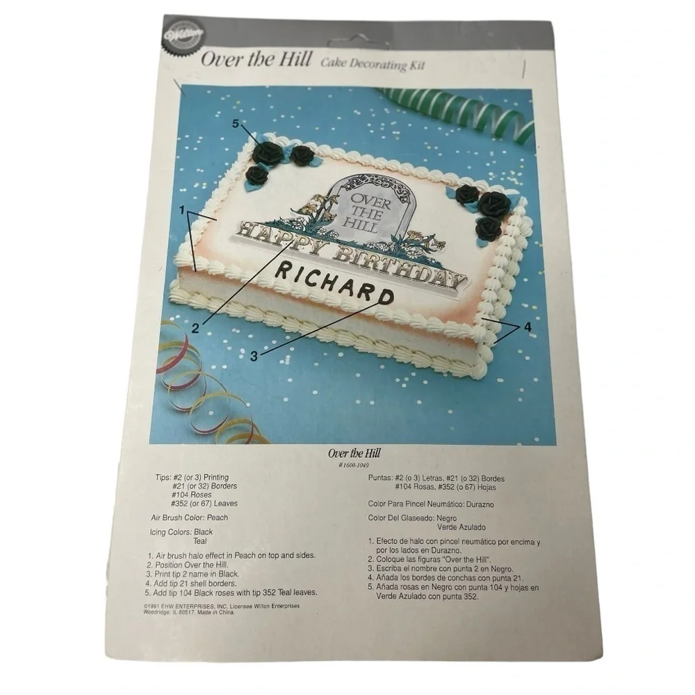 NWT Vintage Wilton 1991 Over The Hill Cake Decorating Kit